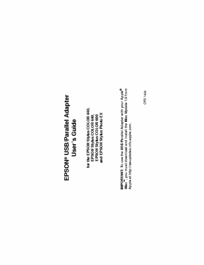 Epson Stylus Photo 700 Epson Stylus Photo Optional USB Kit Manual
